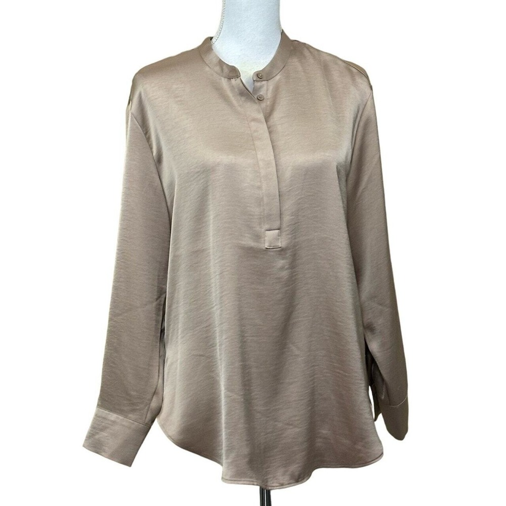 Banana Republic satiny taupe tunic, LP, minimalist, quiet luxury, office